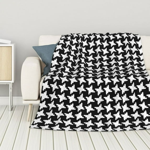 ZNDUO Lightweight Microfiber Bed Blanket, Retro Style Goose Foot Seamless Pattern Super Soft Flannel Cozy Throw Blankets, 60"x50"