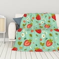 thumbnail image 1 of ZNDUO Lightweight Microfiber Bed Blanket, Strawberry Green Prints Art Pattern Super Soft Flannel Cozy Throw Blankets, 50"x40", 1 of 8
