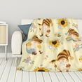 thumbnail image 1 of ZNDUO Lightweight Microfiber Bed Blanket, Sunflower Bee Elf Pattern Super Soft Flannel Cozy Throw Blankets, 50"x40", 1 of 8