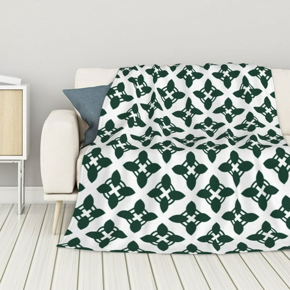 ZNDUO Lightweight Microfiber Bed Blanket, Traditional Abstract Javanese Floral Pattern Super Soft Flannel Cozy Throw Blankets, 50"x40"