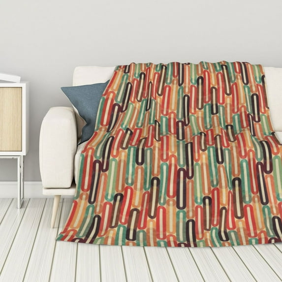 ZNDUO Lightweight Microfiber Bed Blanket, Vintage Geometric Abstract Stripes Art Pattern Super Soft Flannel Cozy Throw Blankets, 40"x30"