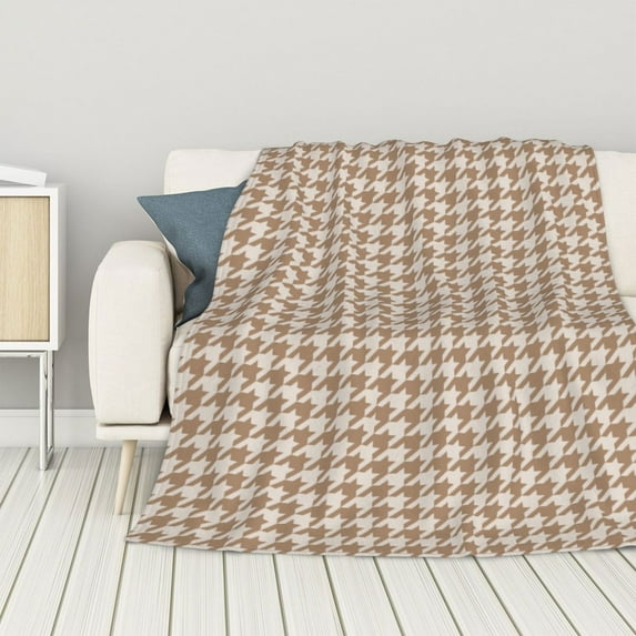 ZNDUO Lightweight Microfiber Bed Blanket, Vintage Scottish Houndstooth Plaid Pattern Super Soft Flannel Cozy Throw Blankets, 80"x60"