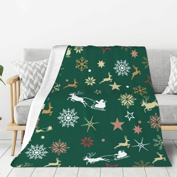 ZNDUO Merry Christmas Elements Pattern Pattern Thickening Blanket, Fluffy Soft Cozy Flannel Throw Blankets, 40"x30" Inches