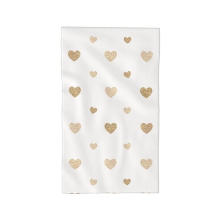 ZNDUO Microfiber Bath Towel, Golden Heart Glitter Pattern Towels for Bathroom, 27.5x16 in