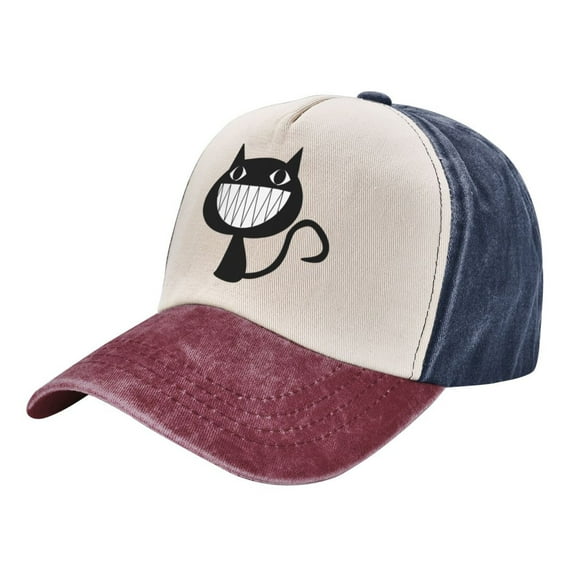 ZNDUO Navy And Red Baseball Cap, Sun Hat for Men/Women, Adjustable Cap Washable Cotton Baseball Hat-Cartoon Devil Cat