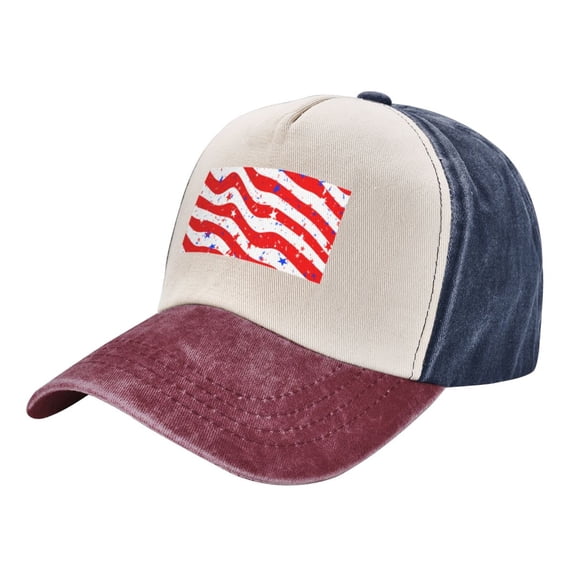 ZNDUO Navy And Red Baseball Cap, Sun Hat for Men/Women, Adjustable Cap Washable Cotton Baseball Hat-Stars Stripes Element Print