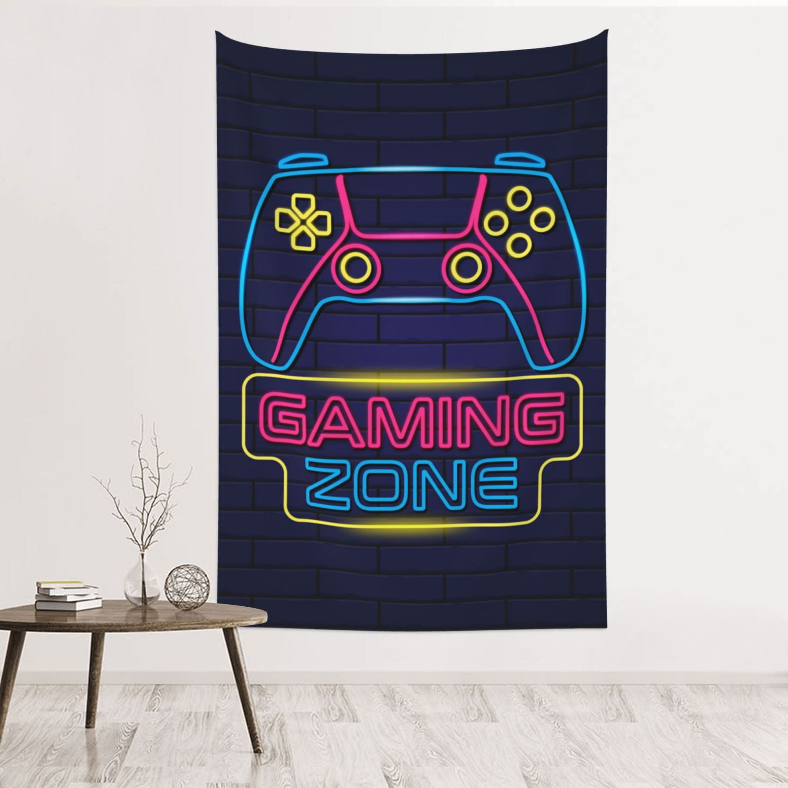ZNDUO Neon Gaming Zone Pattern Tapestry, Wall Tapestries for Bedroom