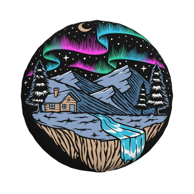 ZNDUO Night Full Stars Aurora Pattern Spare Tire Cover, Universal Spare