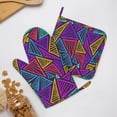 thumbnail image 1 of ZNDUO Non-Slip Cooking Oven Gloves, Modern Triangle Texture Abstract Pattern Oven Mitts and Pot Holders Set, 1 of 8