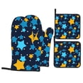 thumbnail image 1 of ZNDUO Oven Mitts and Pot Holders Sets, Blue Cartoon Star Doodle Pattern Non-Slip Cooking Oven Mitts, 1 of 8