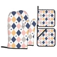 thumbnail image 1 of ZNDUO Oven Mitts and Pot Holders Sets, Geometry Hearts Art Design Pattern Non-Slip Cooking Oven Mitt, 1 of 8