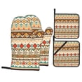 thumbnail image 1 of ZNDUO Oven Mitts and Pot Holders Sets, Native Boho Retro Ethnic Pattern Non-Slip Cooking Oven Mitt, 1 of 8