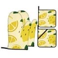 thumbnail image 1 of ZNDUO Oven Mitts and Pot Holders Sets, Yellow Cartoon Lemon Pattern Non-Slip Cooking Oven Mitt, 1 of 8
