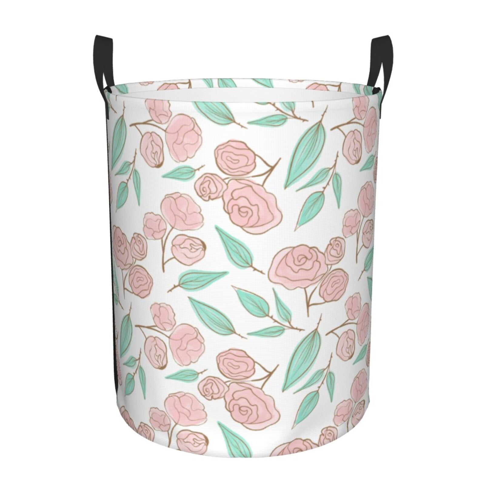 Pink Rose Floral Laundry Basket