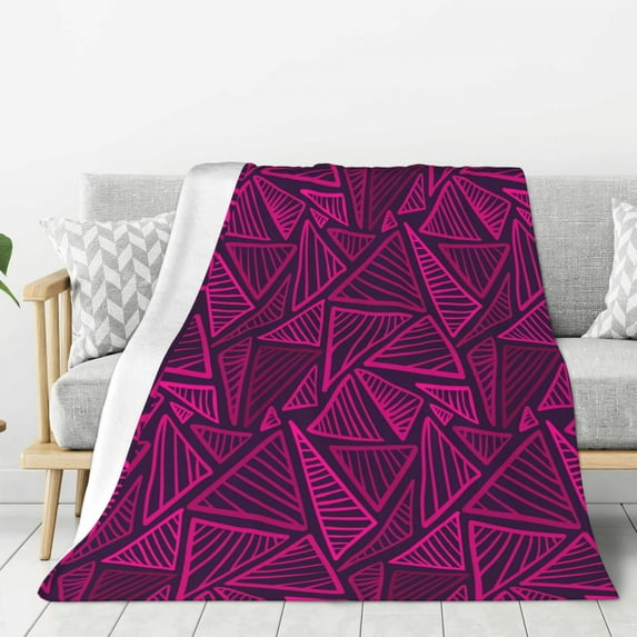 ZNDUO Purple Geometric Lines Abstract Pattern Pattern Thickening Blanket, Fluffy Soft Cozy Flannel Throw Blankets, 60"x50" Inches