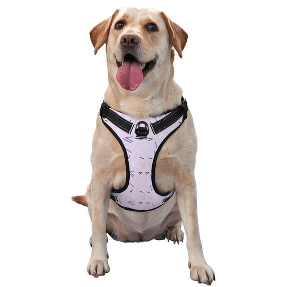 ZNDUO Purple Memphis Style Pattern Dog Harness, Adjustable Reflective Pet Harness with Dog Leash
