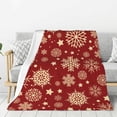 thumbnail image 1 of ZNDUO Red Christmas Snowflake Pattern Pattern Thickening Blanket, Fluffy Soft Cozy Flannel Throw Blankets, 60"x50" Inches, 1 of 8