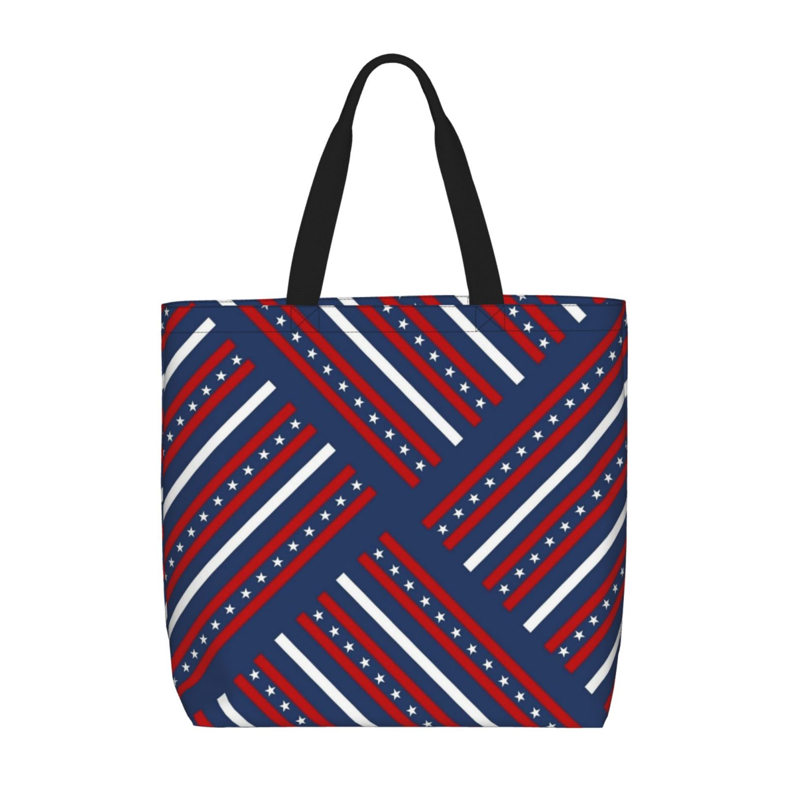 ZNDUO Red White Blue Stars Stripes Pattern Large Tote Bag