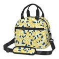 thumbnail image 1 of ZNDUO Reusable Lunch Box, Adjustable Shoulder Strap Yellow Cartoon Abstract Flower Pattern Lunch Bag, 1 of 8