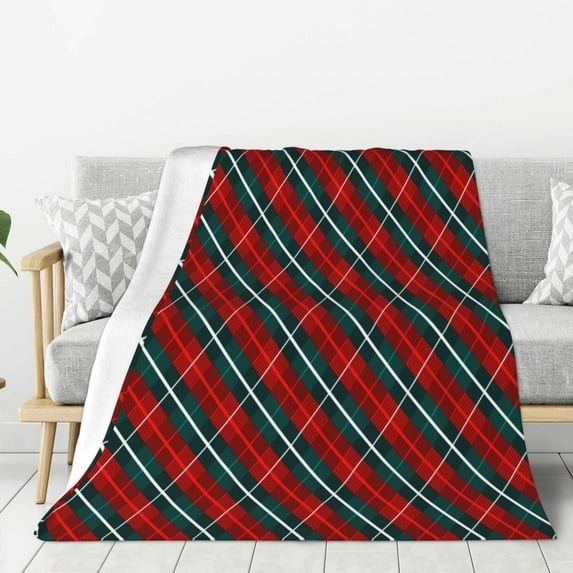 ZNDUO Rhombus Line Christmas Decoration Art Pattern Pattern Thickening Blanket, Fluffy Soft Cozy Flannel Throw Blankets, 40"x30" Inches