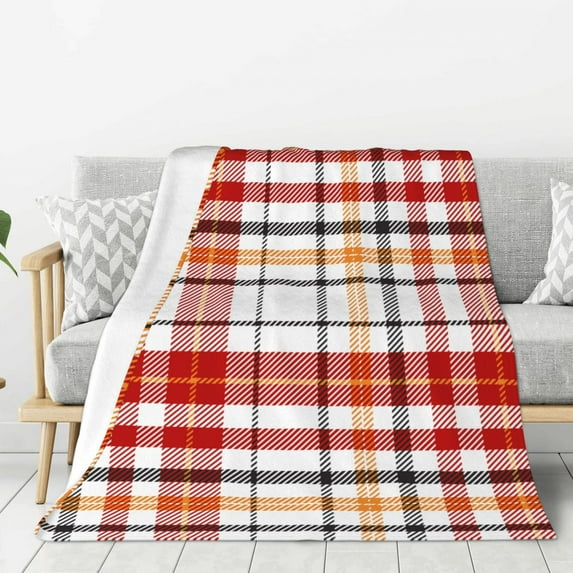 ZNDUO Scottish Red Check Pattern Pattern Thickening Blanket, Fluffy Soft Cozy Flannel Throw Blankets, 50"x40" Inches
