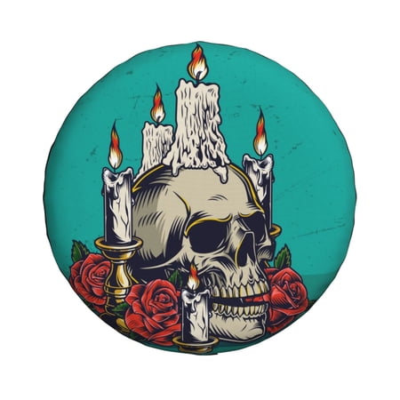 ZNDUO Skull Candle Cartoon Pattern Spare Tire Cover, Universal Spare Tire Wheel Covers 14 inch