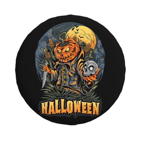 ZNDUO Skull Scarecrow Pattern Spare Tire Cover, Universal Spare Tire Wheel Covers 14 inch