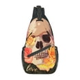 thumbnail image 1 of ZNDUO Sling Bag, Men Shoulder Backpack Small Cross Body Chest Sling Backpack-Romantic Love Skull Print Pattern, 1 of 8