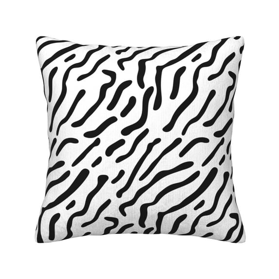 ZNDUO Square Home Decorative Throw Pillows, Corduroy Abstract Black Stripe Pattern Couch Pillows, Throw Pillows for Bed, 16"x16"