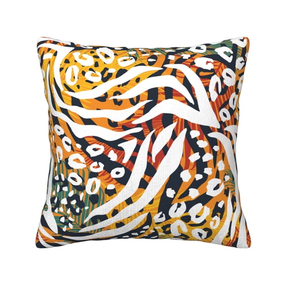 ZNDUO Square Home Decorative Throw Pillows, Corduroy Abstract Geometric Leaf Texture Pattern Couch Pillows, Throw Pillows for Bed, 18"x18"