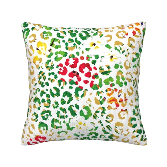 ZNDUO Square Home Decorative Throw Pillows, Corduroy Green Abstract Flower Texture Pattern Couch Pillows, Throw Pillows for Bed, 16"x16"