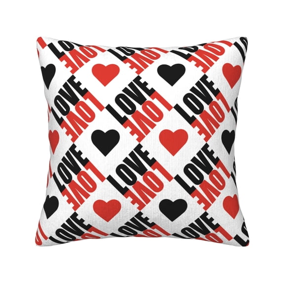 ZNDUO Square Home Decorative Throw Pillows, Corduroy Heart Love Abstract Geometry Pattern Couch Pillows, Throw Pillows for Bed, 18"x18"