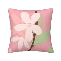 ZNDUO Square Home Decorative Throw Pillows, Corduroy Pink Painted Flowers Pattern Couch Pillows, Throw Pillows for Bed, 16"x16"