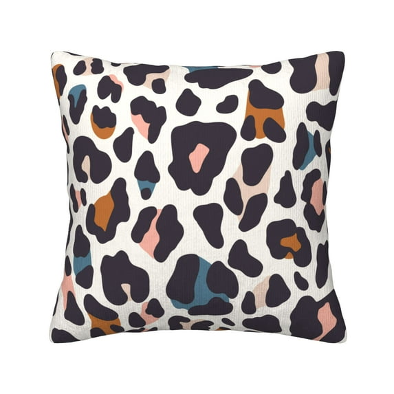 ZNDUO Square Home Decorative Throw Pillows, Corduroy Vintage Abstract Leopard Texture Pattern Couch Pillows, Throw Pillows for Bed, 20"x20"