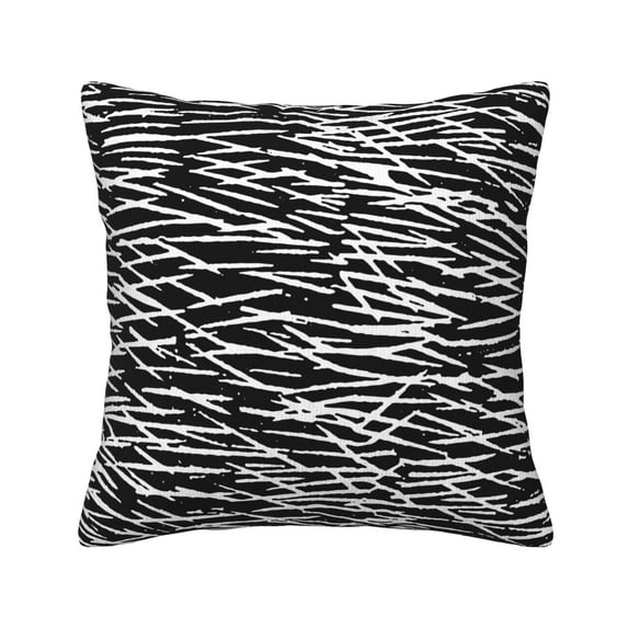 ZNDUO Square Home Decorative Throw Pillows, Corduroy Vintage Black and White Line Graffiti Pattern Couch Pillows, Throw Pillows for Bed, 20"x20"