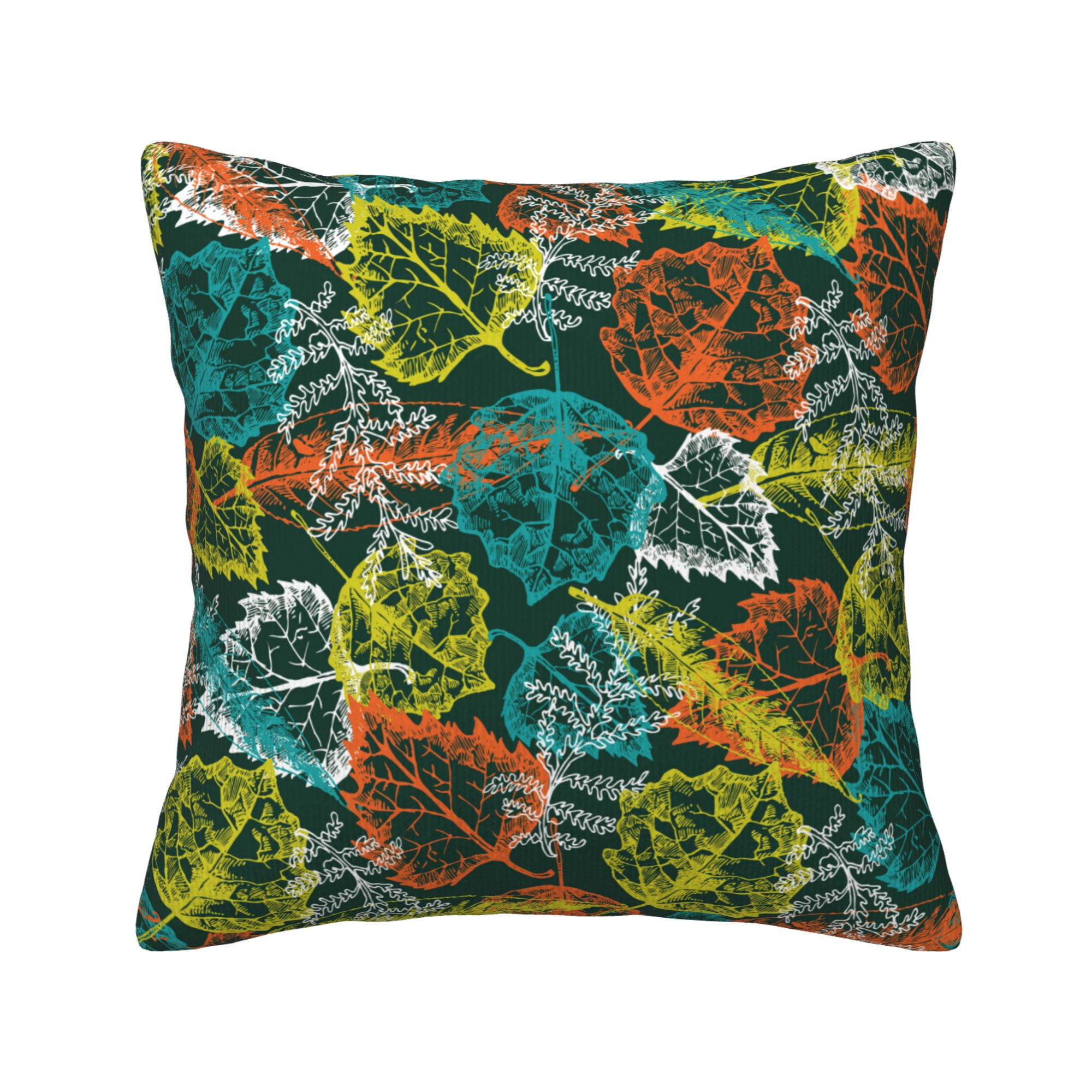 ZNDUO Square Home Decorative Throw Pillows Corduroy Vintage Fall Leaf Texture Pattern Couch Pillows Throw Pillows for Bed 20 x20 Walmart