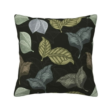 ZNDUO Square Home Decorative Throw Pillows, Corduroy Vintage Plant Leaves Abstract Texture Pattern Couch Pillows, Throw Pillows for Bed, 16"x16"