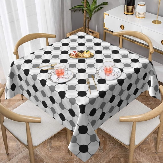 ZNDUO Square Waterproof Table Cloth, Washable Wrinkle Resistant Black Dots Houndstooth Checkered Pattern Polyester Table Cover, 54"x54"