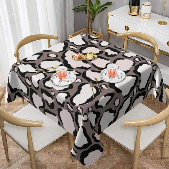 ZNDUO Square Waterproof Table Cloth, Washable Wrinkle Resistant Cheetah Print Pattern Polyester Table Cover, 54"x54"