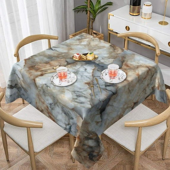 ZNDUO Square Waterproof Table Cloth, Washable Wrinkle Resistant Vector Marble Texture Pattern Polyester Table Cover, 54"x54"