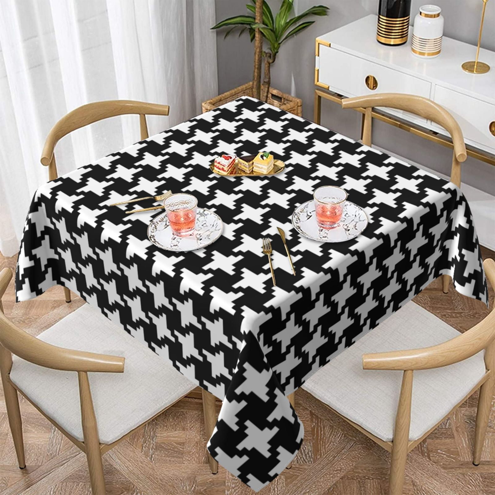 ZNDUO Stain and Water Resistant Table Cloth, Retro Style Goose Foot ...