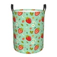 thumbnail image 1 of ZNDUO Strawberry Green Prints Art Pattern Laundry Basket, Waterproof Collapsible Laundry Hamper with Handles, Small Size, 1 of 8