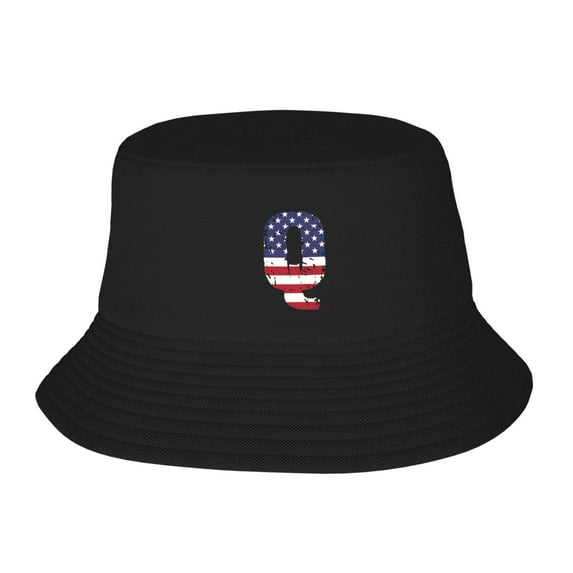 ZNDUO Sun Hat for Men/Women, Foldable Bucket Hat for Beach, Hiking, Garden, Safari, Fishing, Etc, Letter Q Usa Flag Pattern