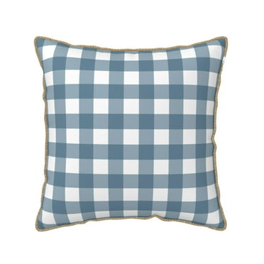 ZNDUO Throw Pillow, 16"x16" Bed Pillow and Couch Pillows - Indoor Decorative Pillows，Blue Gingham Print Throw Pillow