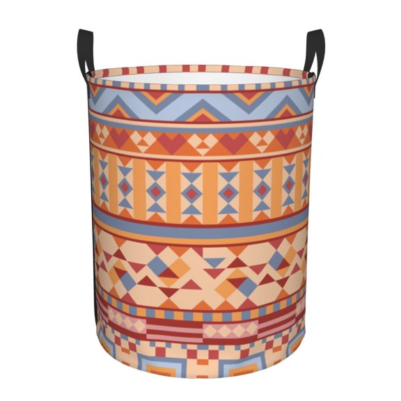 ZNDUO Tribe Geometric Seamless Pattern Laundry Basket, Waterproof Collapsible Laundry Hamper with Handles, Small Size