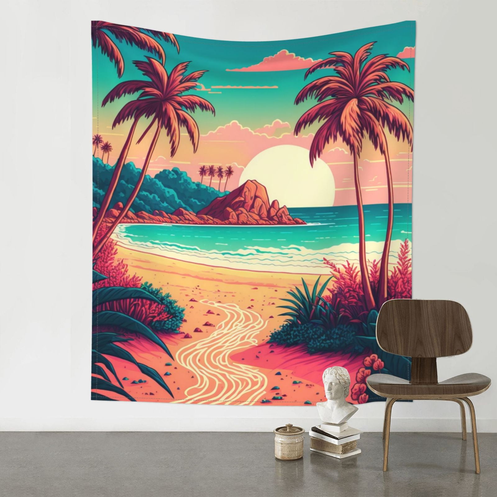 ZNDUO Tropical Coastline Pattern Wall Tapestry, Tapestries for Living ...