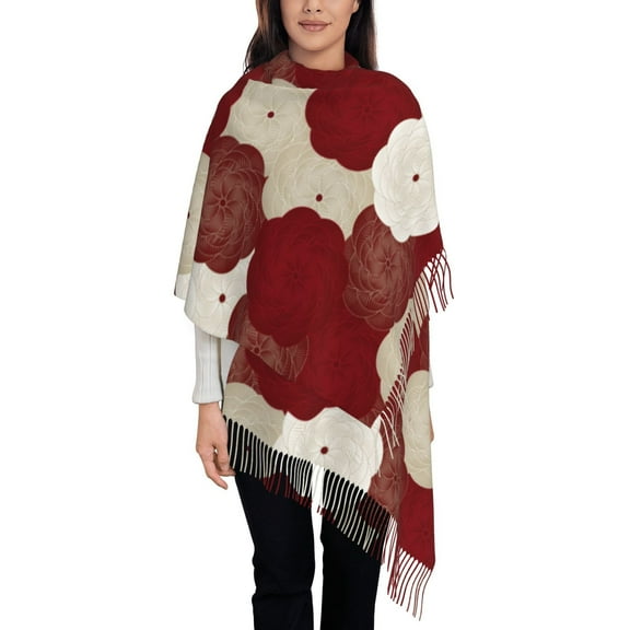 ZNDUO Vector Vector Seamless Flowers Pattern Pashmina Shawls，Wraps Winter Warm Soft Scarf for Women
