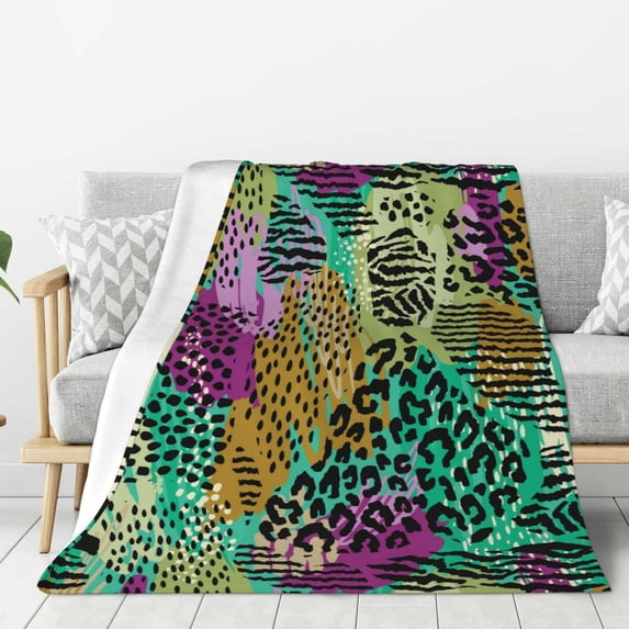 ZNDUO Vintage Abstract Zebra Animal Art Pattern Pattern Thickening Blanket, Fluffy Soft Cozy Flannel Throw Blankets, 60"x50" Inches