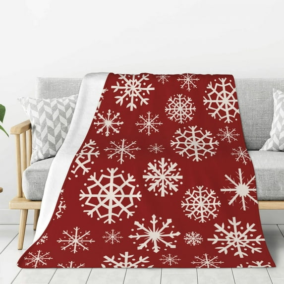 ZNDUO Vintage Christmas Snowflake Pattern Pattern Thickening Blanket, Fluffy Soft Cozy Flannel Throw Blankets, 50"x40" Inches