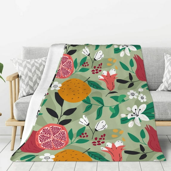 ZNDUO Vintage Fruit Floral Graffiti Art Pattern Pattern Thickening Blanket, Fluffy Soft Cozy Flannel Throw Blankets, 80"x60" Inches